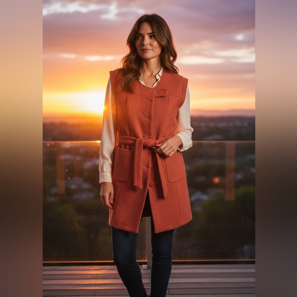 Anthropologie by Tabitha Terracotta Belted Vest